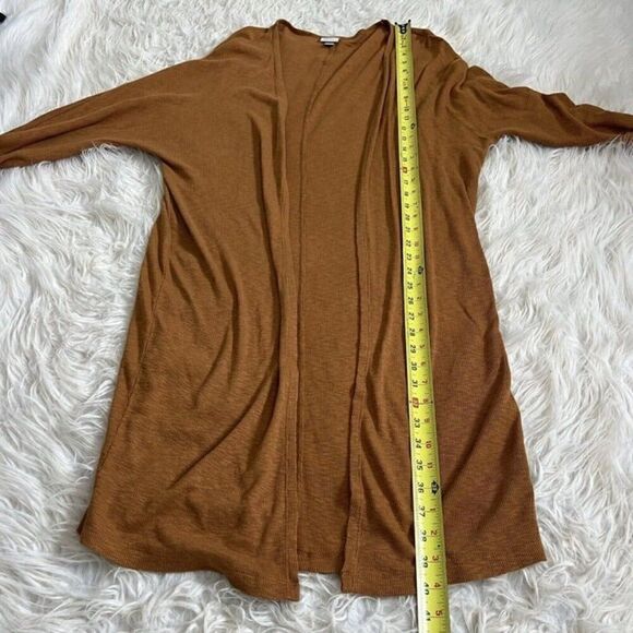 A New Day Women’s Ribbed Burnt Orange Long Open Cardigan Lightweight Medium - Picture 3 of 9